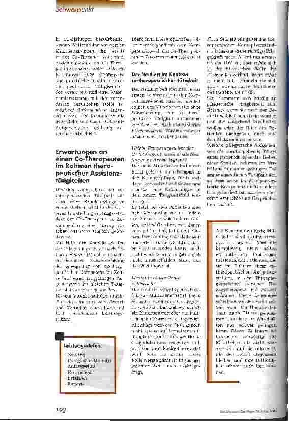 Vorschauseite 2: Kompetenzerwerb in der Psychosomatik Arbeit des Co-Therapeuten - Erwartungen an einen jungen Beruf