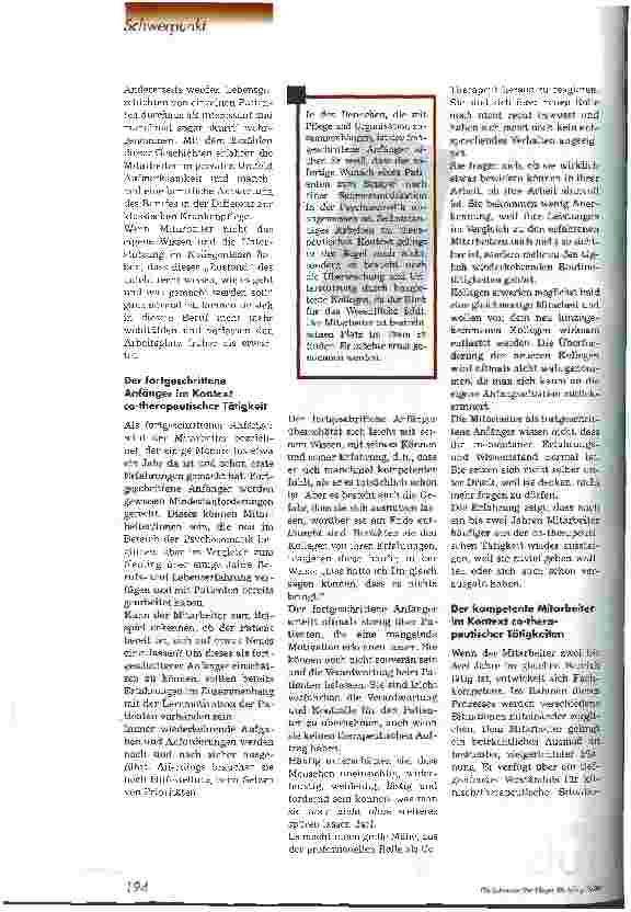 Vorschauseite 3: Kompetenzerwerb in der Psychosomatik Arbeit des Co-Therapeuten - Erwartungen an einen jungen Beruf