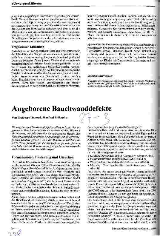 Vorschauseite 1: Angeborene Bauchwanddefekte