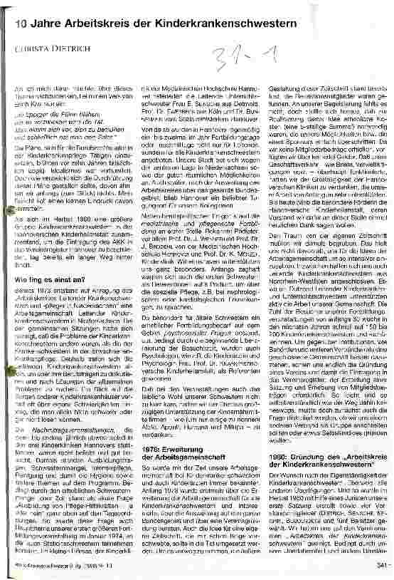 Vorschauseite 1: 10 Jahre Arbeitskreis der Kinderkrankenschwestern