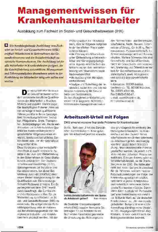 Vorschauseite 1: Managementwissen für Krankenhausmitarbeiter Ausbildung zum Fachwirt Sozialund Gesundheitswesen (IHK)