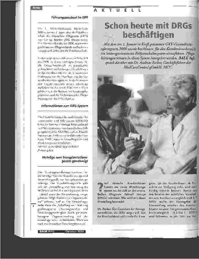 Vorschauseite 1: Schon heute mit DRGs beschäftigen