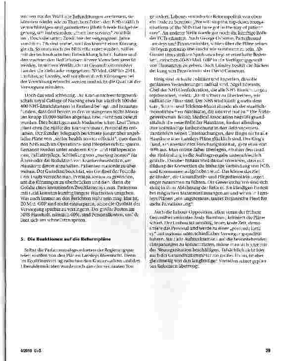 Vorschauseite 5: Die Gesundheitspolitik der neuen Regierung in Großbritannien