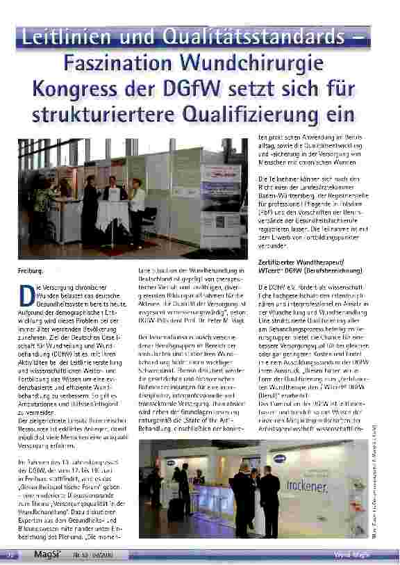 Vorschauseite 1: Faszination Wundchirurgie Kongress der DGfW setzt sich für strukturiertere Qualifizierung ein