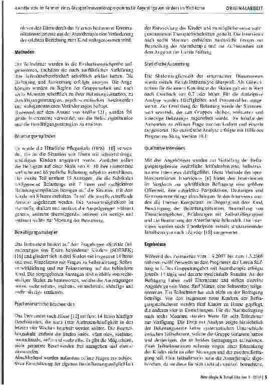 Vorschauseite 3: Atemtherapie im Rahmen eines Gruppeninterventionsprogramms für Angehörige von Kindern im Wachkoma Ergebnisse einer qualitativen Studie