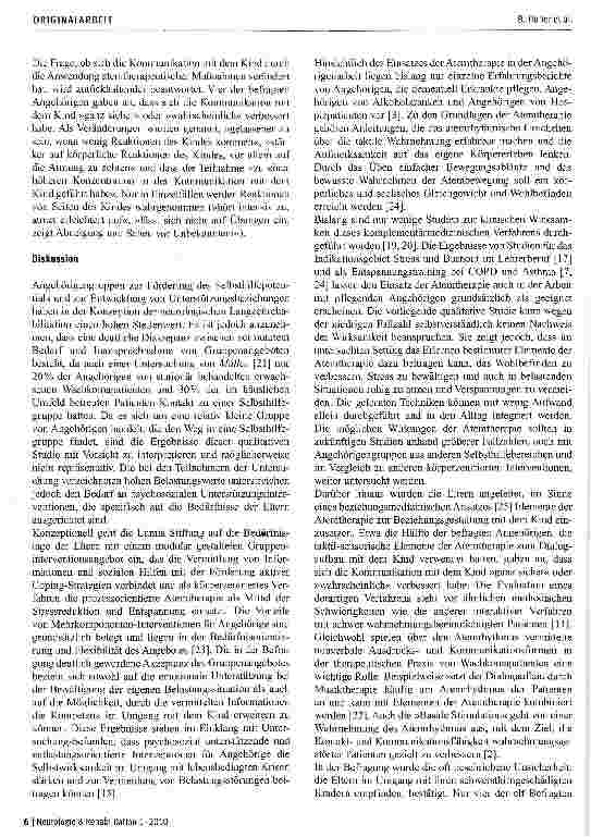 Vorschauseite 6: Atemtherapie im Rahmen eines Gruppeninterventionsprogramms für Angehörige von Kindern im Wachkoma Ergebnisse einer qualitativen Studie