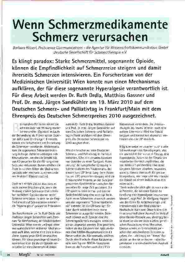 Vorschauseite 1: Wenn Schmerzmedikamente Schmerz verursachen