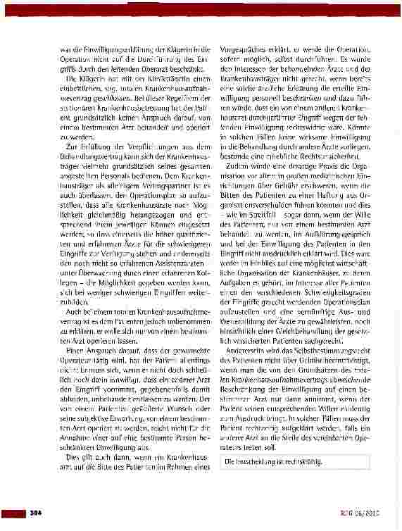 Vorschauseite 2: Einwilligung des Krankenhauspatienten in die Behandlung durch einen bestimmten Arzt