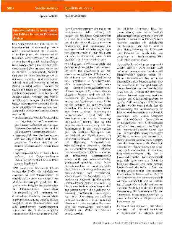 Vorschauseite 2: Intensivmedizinische Peer Reviews: Pragmatischer Weg ins Qualitätsmanagement