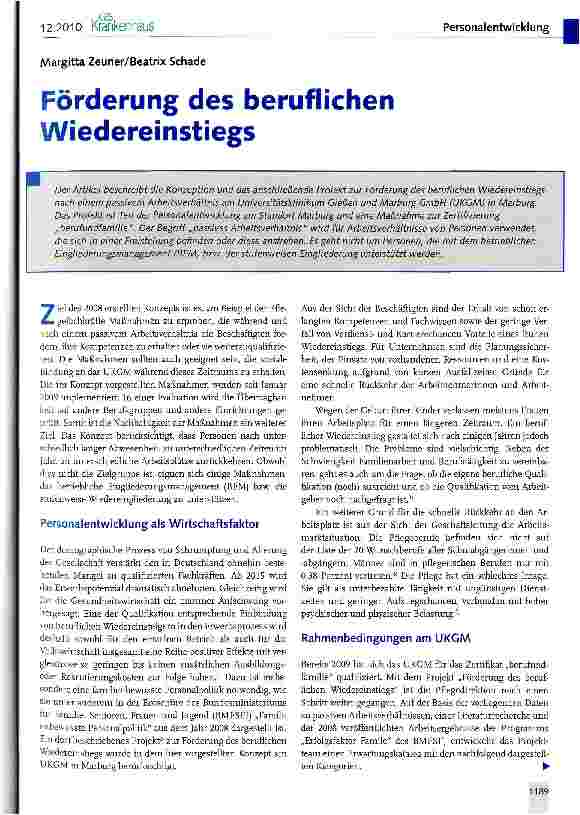 Vorschauseite 1: Förderung des beruflichen Wiedereinstiegs