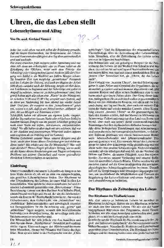 Vorschauseite 1: Uhren, die das Leben stellt Lebensrhytmus und Alltag