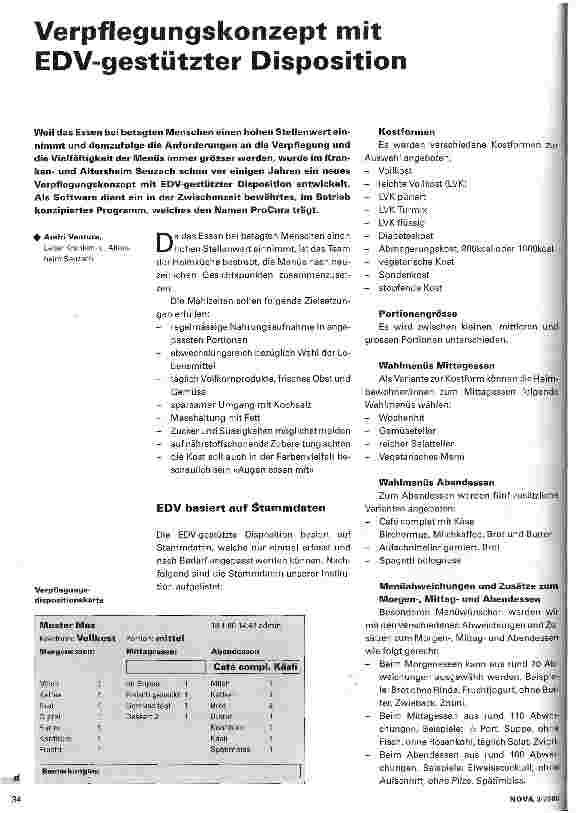 Vorschauseite 1: Verpflegungskonzept mit EDV-gestützter Disposition