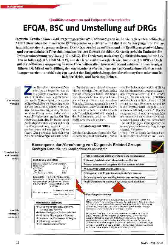 Vorschauseite 1: EFQM, BSC und Umstellung auf DRGs