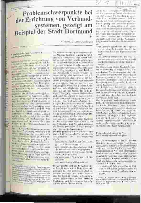 Vorschauseite 1: Problemschwerpunkte bei der Errichtung von Verbundsystemen, gezeigt am Beispiel der Stadt Dortmund