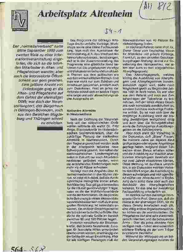 Vorschauseite 1: Arbeitsplatz Altenheim