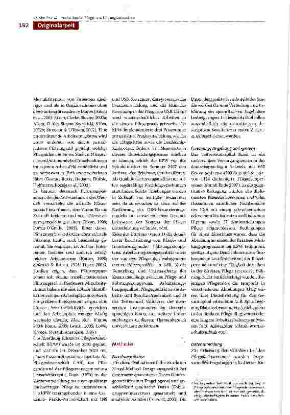Vorschauseite 2: Evaluation der Pflegeund Führungskompetenz -eine Ausgangslage für die weitere Praxisentwicklung