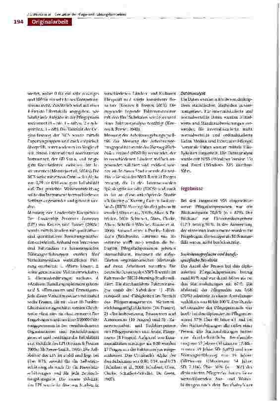 Vorschauseite 4: Evaluation der Pflegeund Führungskompetenz -eine Ausgangslage für die weitere Praxisentwicklung