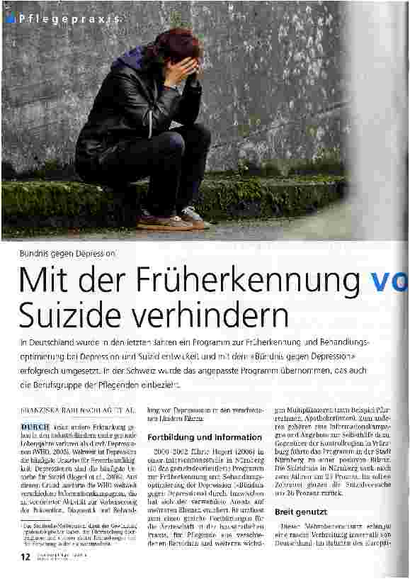 Vorschauseite 1: Mit der Früherkennung von Depressionen Suizide verhindern