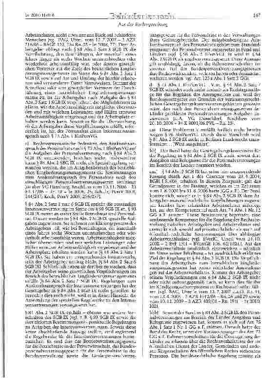 Vorschauseite 3: SGB IX § 84 Abs. 2; BlnPersVG § 73 Betriebliches Eingliederungsmanagement - Informationsrecht des Personalrates: Anschreiben des Dienststellenleiters und Antwortschreiben des Besc…