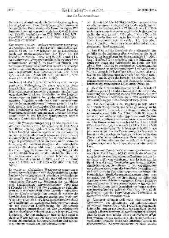 Vorschauseite 4: SGB IX § 84 Abs. 2; BlnPersVG § 73 Betriebliches Eingliederungsmanagement - Informationsrecht des Personalrates: Anschreiben des Dienststellenleiters und Antwortschreiben des Besc…