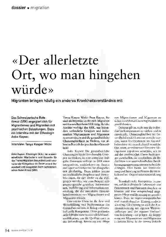 Vorschauseite 1: «Der allerletzte Ort, wo man hingehen würde»