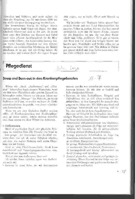 Vorschauseite 1: Pflegedienst - Streß und Burn-out in den Krankenpflegeberufen