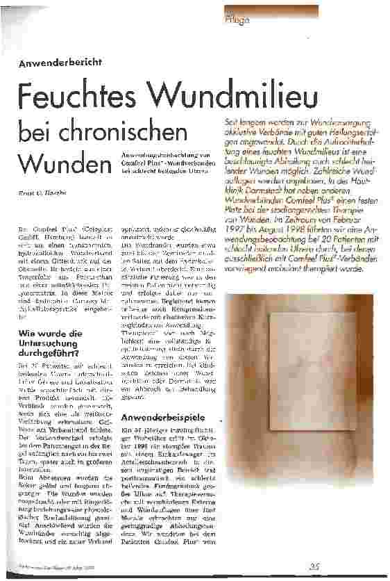 Vorschauseite 1: Feuchtes Wundmilieu bei chronischen Wunden Anwenderbericht