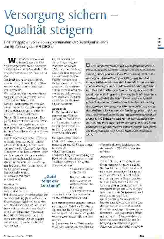 Vorschauseite 1: Versorgung sichern - Qualität steigern