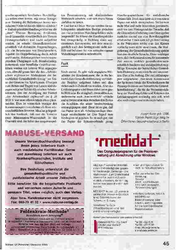 Vorschauseite 4: Aus Schaden wird man klug? Krankenkassen und Gesundheitsförderung