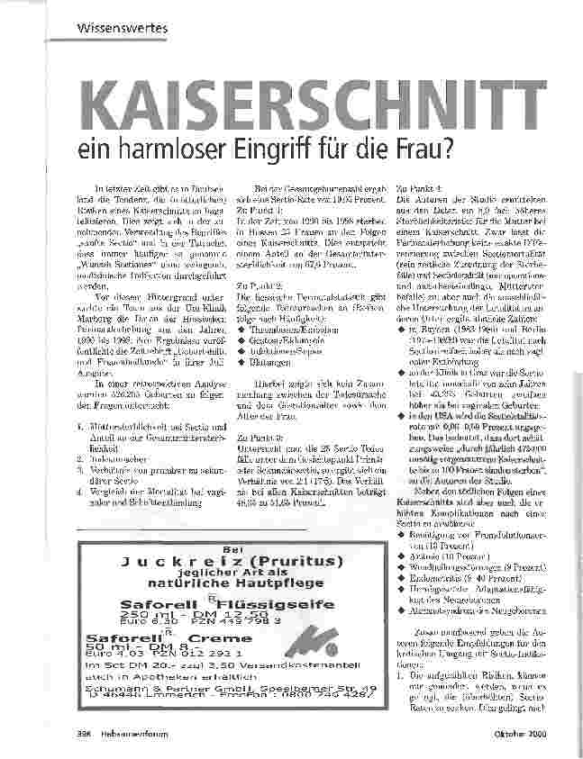 Vorschauseite 1: KAISERSCHNITTein harmloser Eingriff für die Frau?