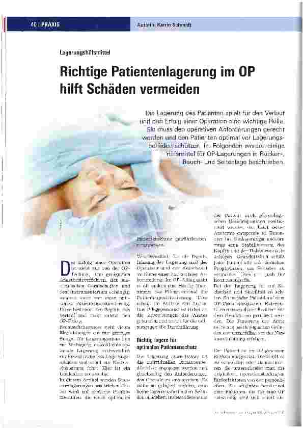Vorschauseite 1: Richtige Patientenlagerung im OP hilft Schäden vermeiden