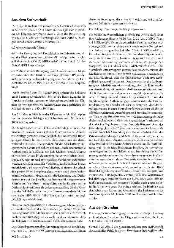 Vorschauseite 2: Anordnung zur Beseitigung von Mängeln in einer Arztpraxis