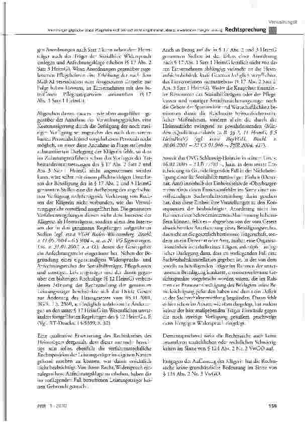 Vorschauseite 6: Anordnungen gegenüber einem Pflegeheim auch bei noch nicht eingetretenen, aber zu erwartenden Mängeln zulässig