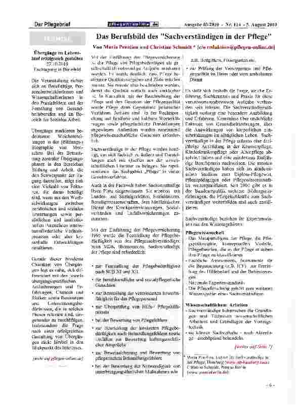 Vorschauseite 1: Das Berufsbild des Sachverständigen in der Pflege
