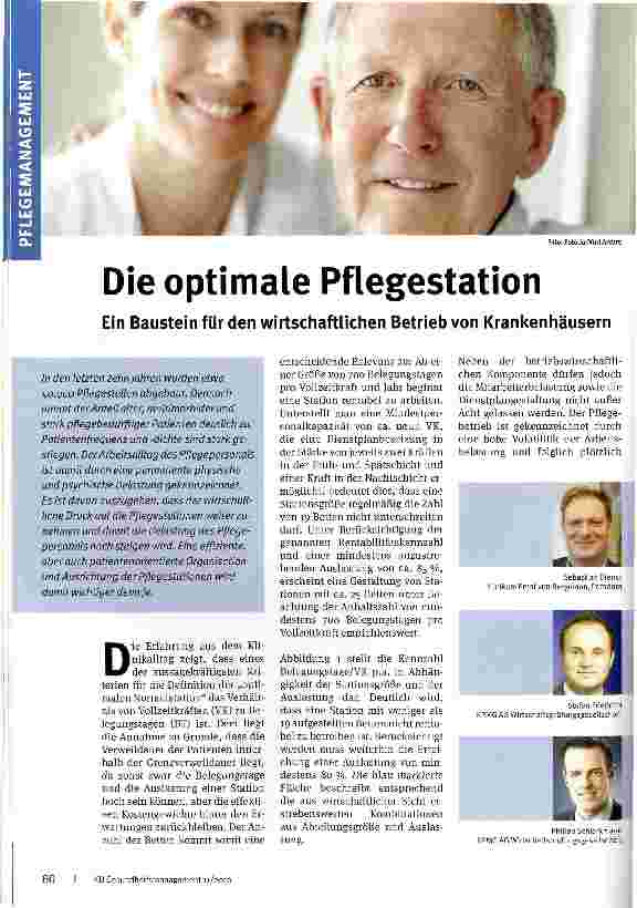 Vorschauseite 1: Die optimale Pflegestation Ein Baustein für den wirtschaftlichen Betrieb von Krankenhäusern