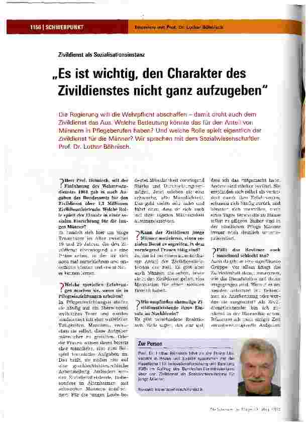 Vorschauseite 1: Es ist wichtig, den Charakter des Zivildienstes nicht ganz aufzugeben