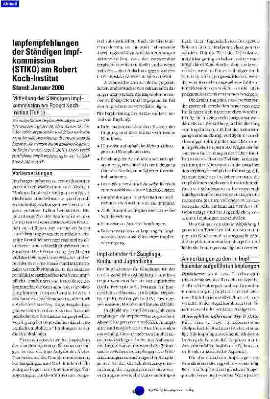 Vorschauseite 1: Impfempfehlungen der Ständigen Impfkommission (STIKO) am Robert Koch-Institut Teil 1