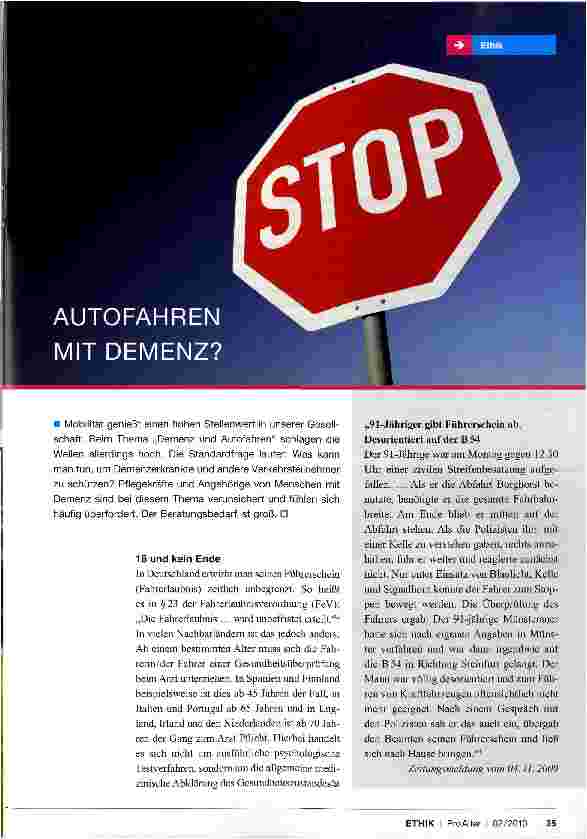 Vorschauseite 1: Stop autofahren mit Demenz?