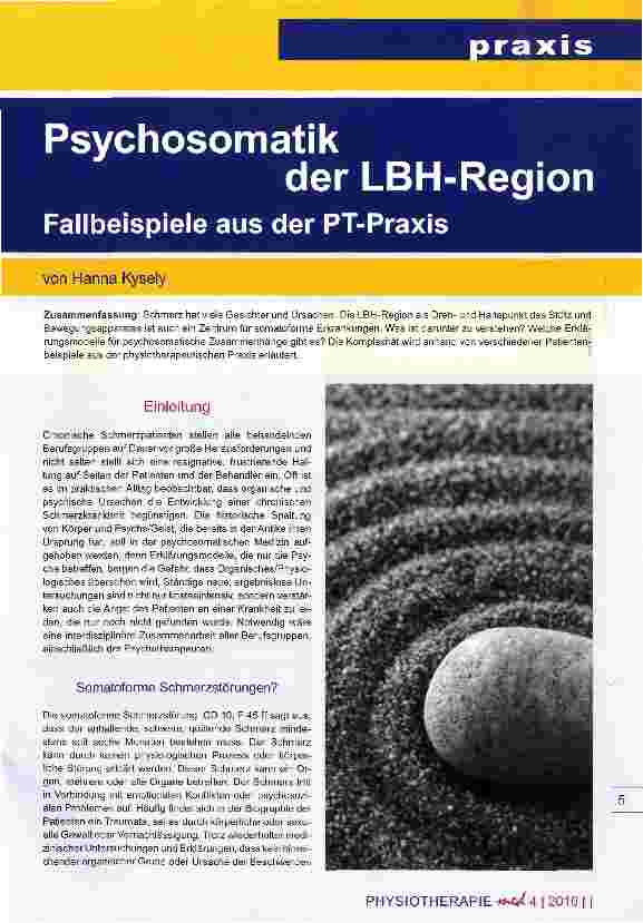 Vorschauseite 1: Psychosomatik der LBH-Region Fallbeispiele aus der PT-Praxis