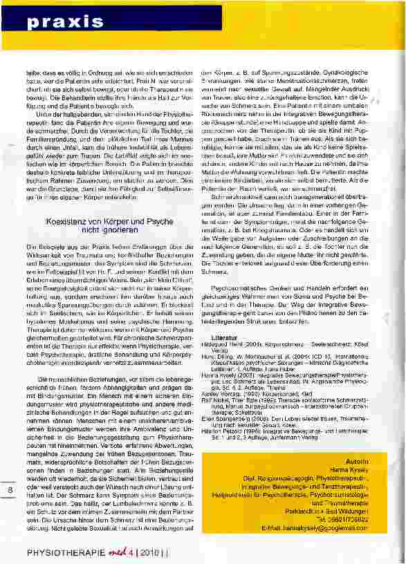 Vorschauseite 4: Psychosomatik der LBH-Region Fallbeispiele aus der PT-Praxis