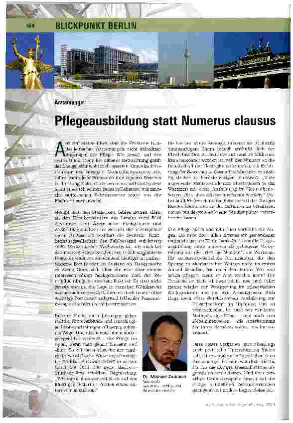 Vorschauseite 1: Pflegeausbildung statt Numerus clausus