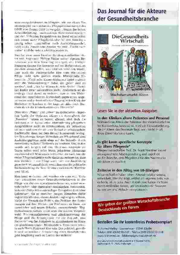 Vorschauseite 2: Pflegeausbildung statt Numerus clausus
