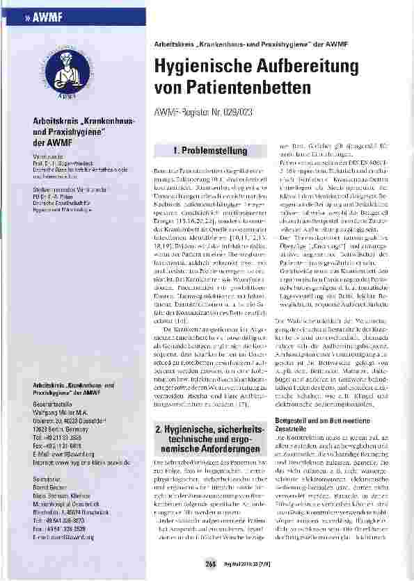 Vorschauseite 1: Hygienische Aufbereitung von Patientenbetten