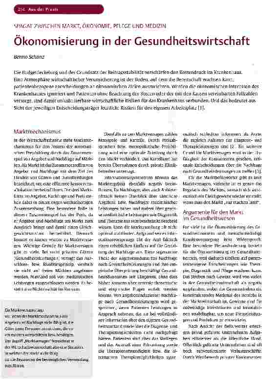 Vorschauseite 1: Ökonomisierung in der Gesundheitswirtschaft