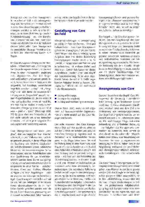 Vorschauseite 2: Perspektive Care: Gestaltungsaufgaben von Fall zu Fall
