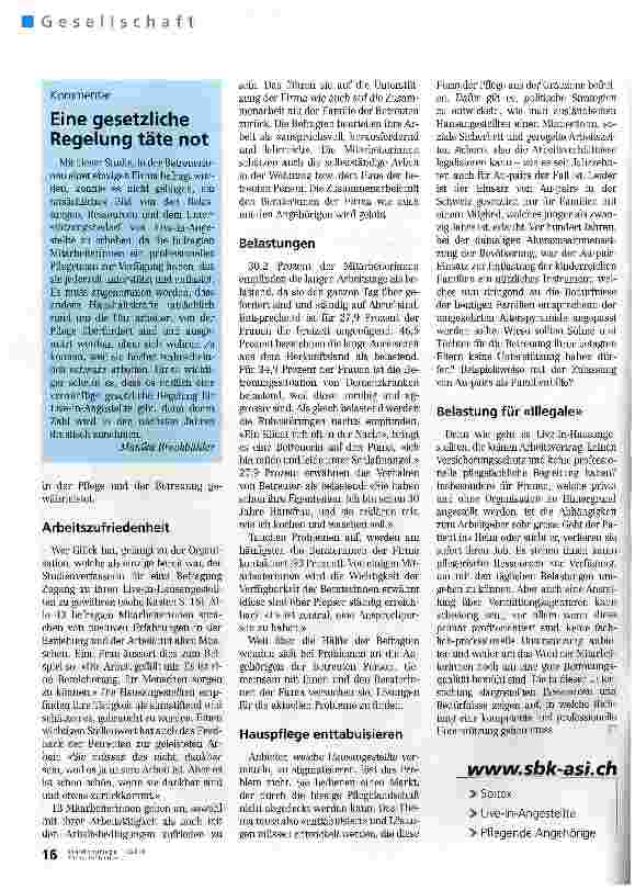 Vorschauseite 3: Live-in-Angestellte in Schweizer Haushalten