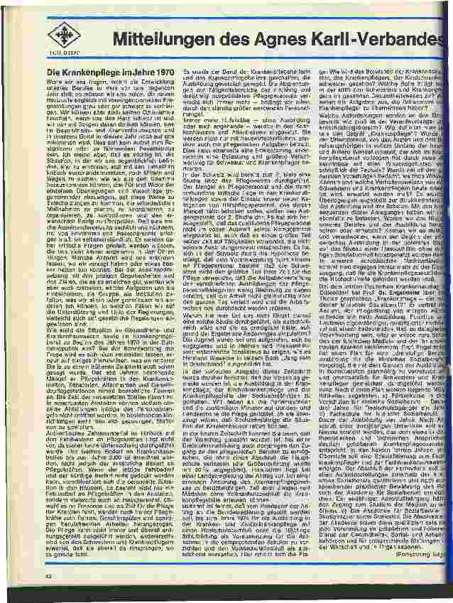 Vorschauseite 1: Die Krankenpflege im Jahr 1970