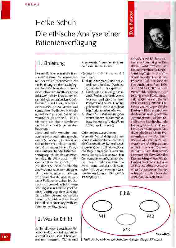 Vorschauseite 1: Die ethische Analyse einer Patientenverfügung