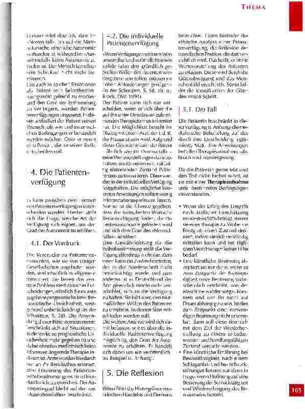 Vorschauseite 4: Die ethische Analyse einer Patientenverfügung