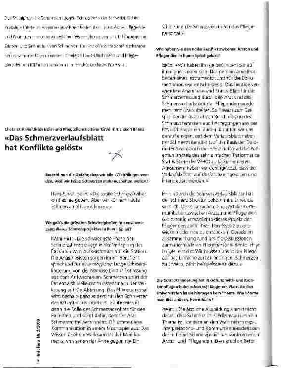 Vorschauseite 1: Das Schmerzverlaufsblatt hat Konflikte gelöst